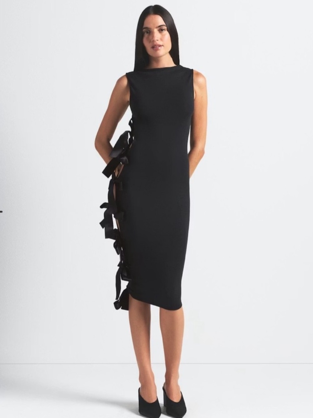 NWT SKIMS (B22) Cloud Bow Dress onyx size XS